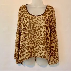 Blu Pepper Animal Print bell sleeve top